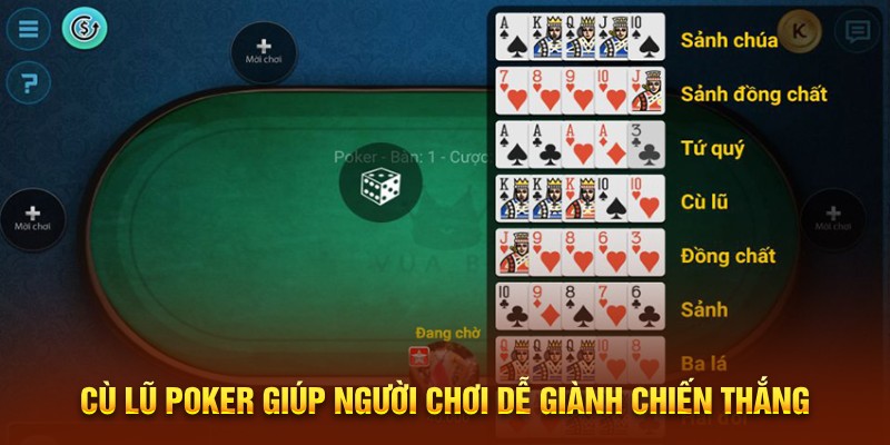 Cù lũ poker giúp người chơi dễ giành chiến thắng